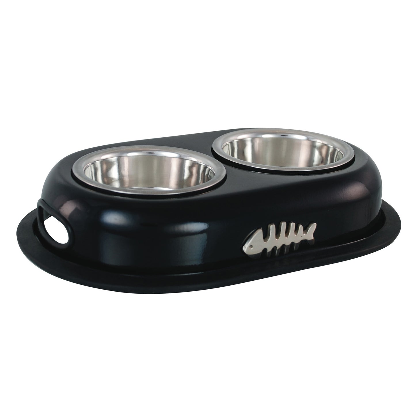Buckingham Stainless Steel Double Pet Bowl Black