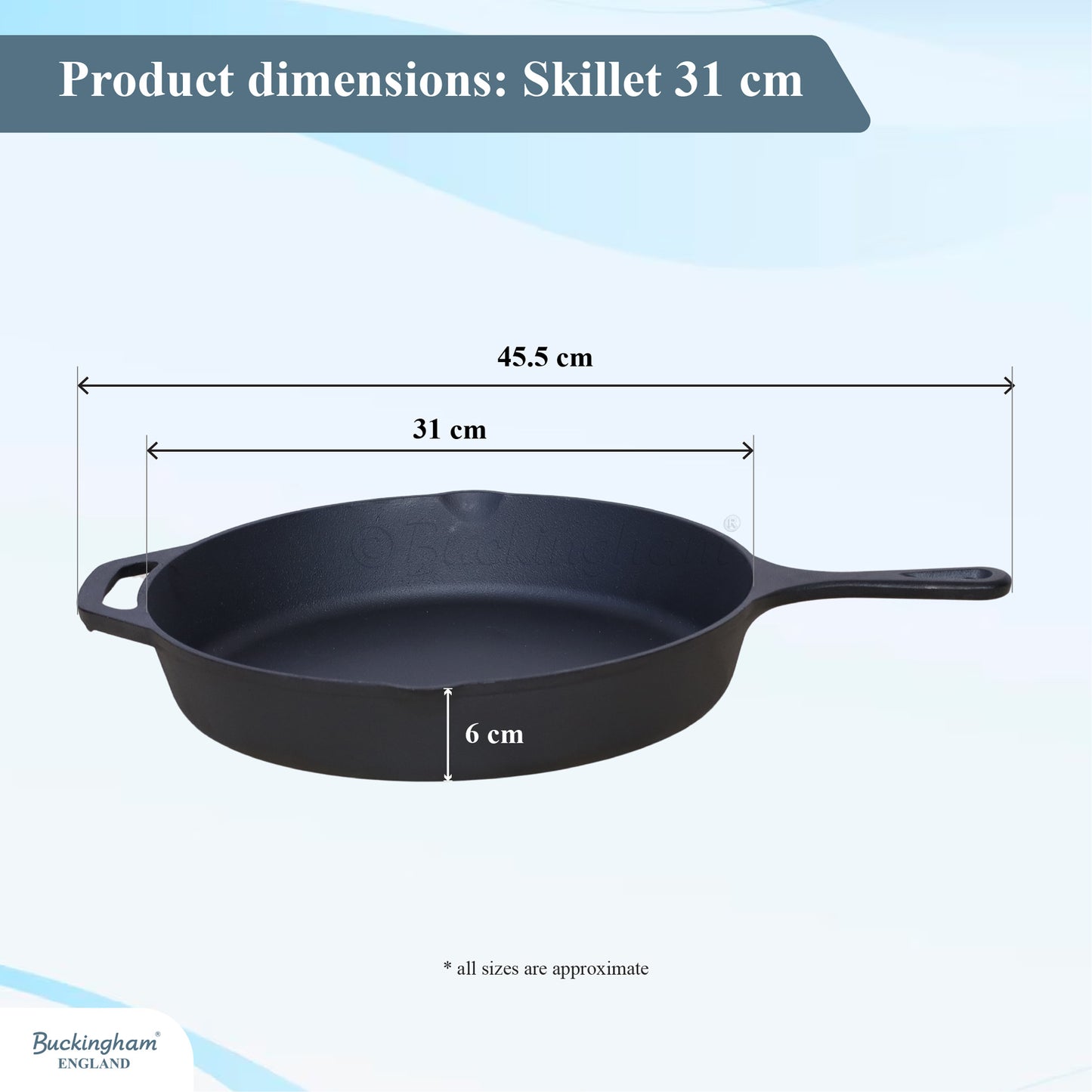 Buckingham Pre-Seasoned Cast Iron Frying Skillet Pan.