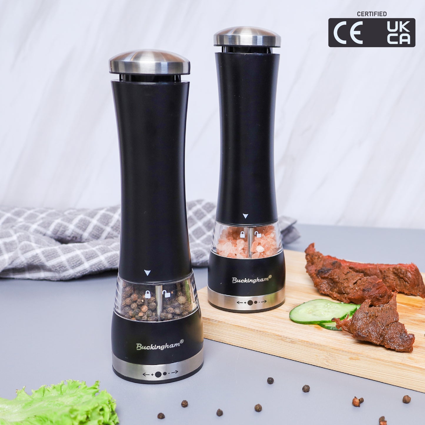 Buckingham Stainless Steel Salt and Pepper Mill Set