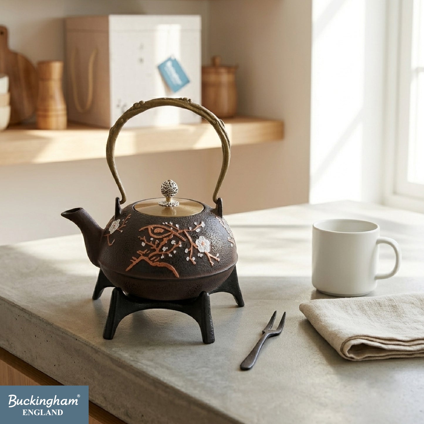 Buckingham Handmade Japanese Style Cast Iron Teapot Gift Set 1300 ml