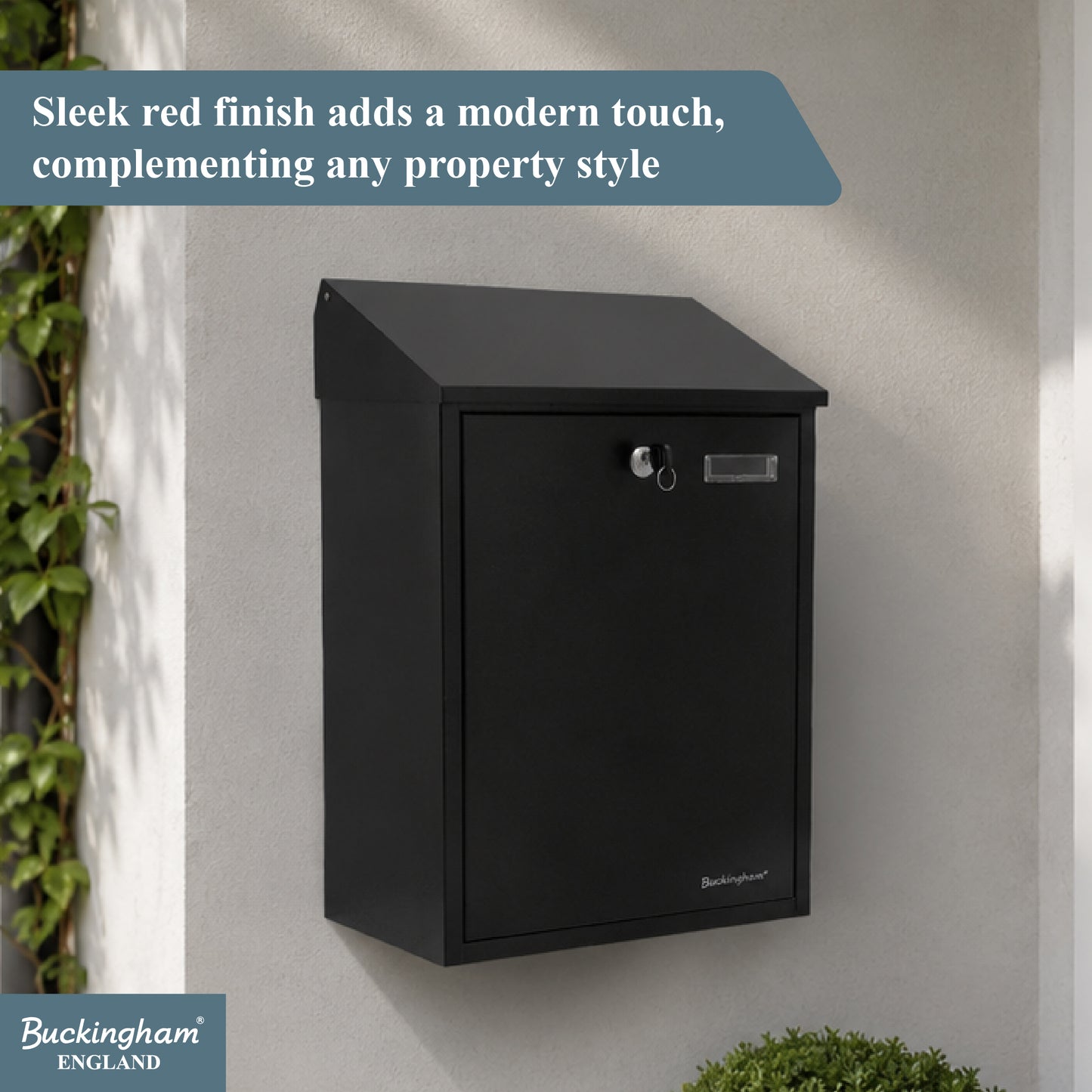 Buckingham Wall Mounted and Lockable Mail Steel Post Boxes Black Finish