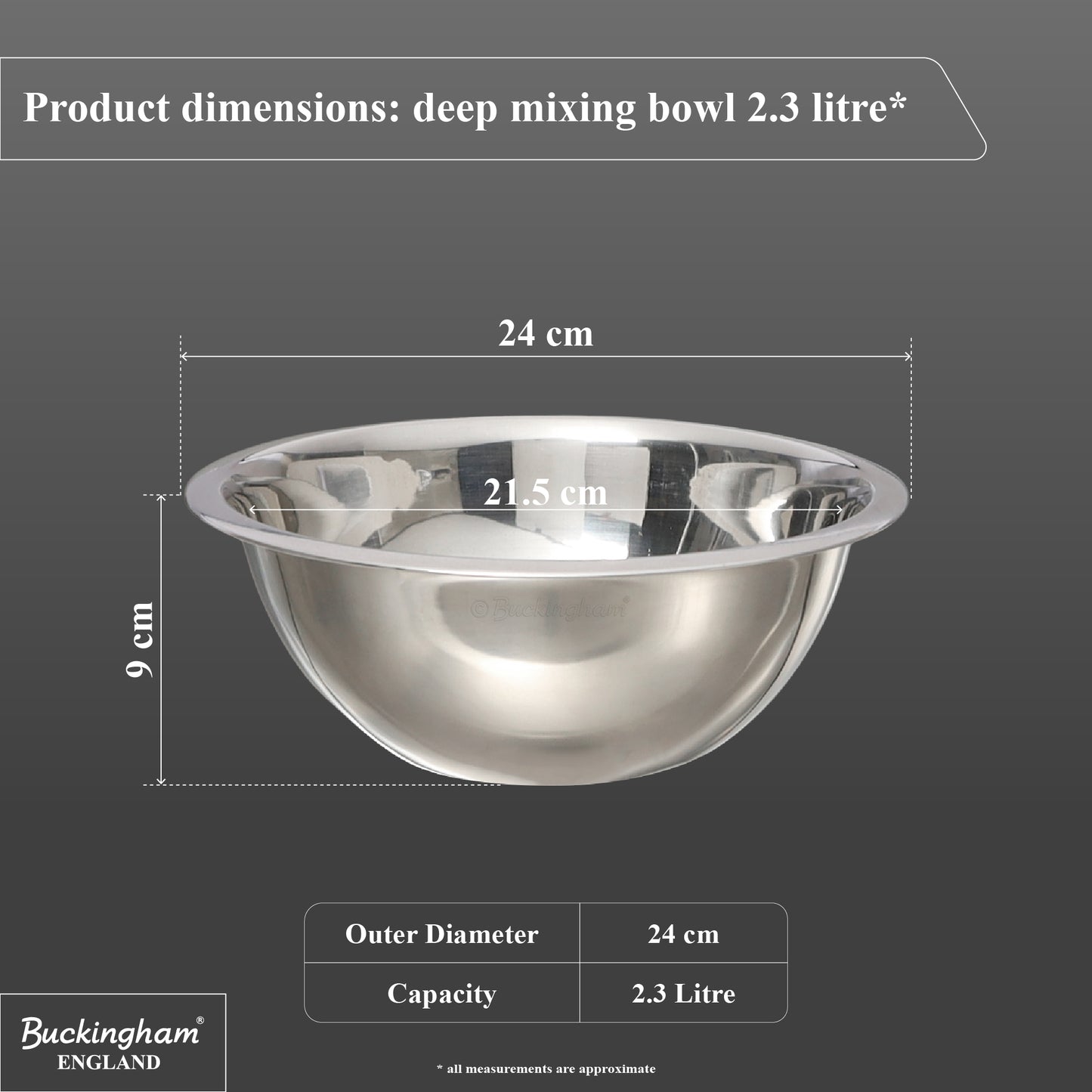 Buckingham Stainless Steel Deep Mixing Bowls for Kitchen