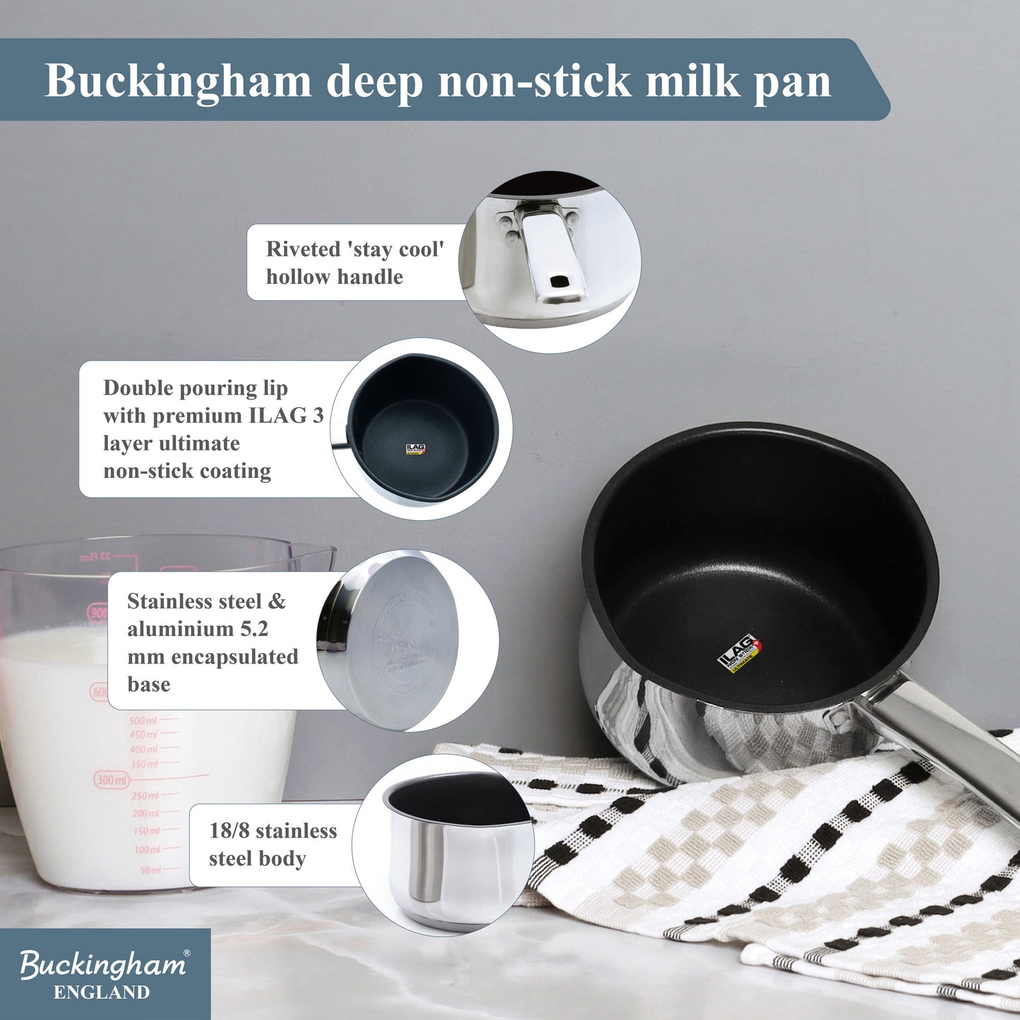 Buckingham 5 Piece Stainless Steel Induction Cookware Set