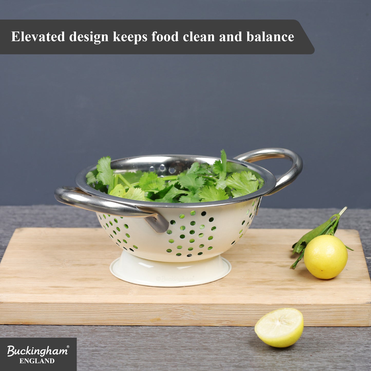 Buckingham Stainless steep Deep colander Cream