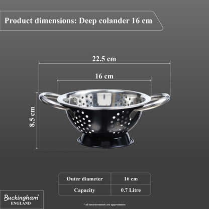 Buckingham Stainless Steel Deep Colander Black