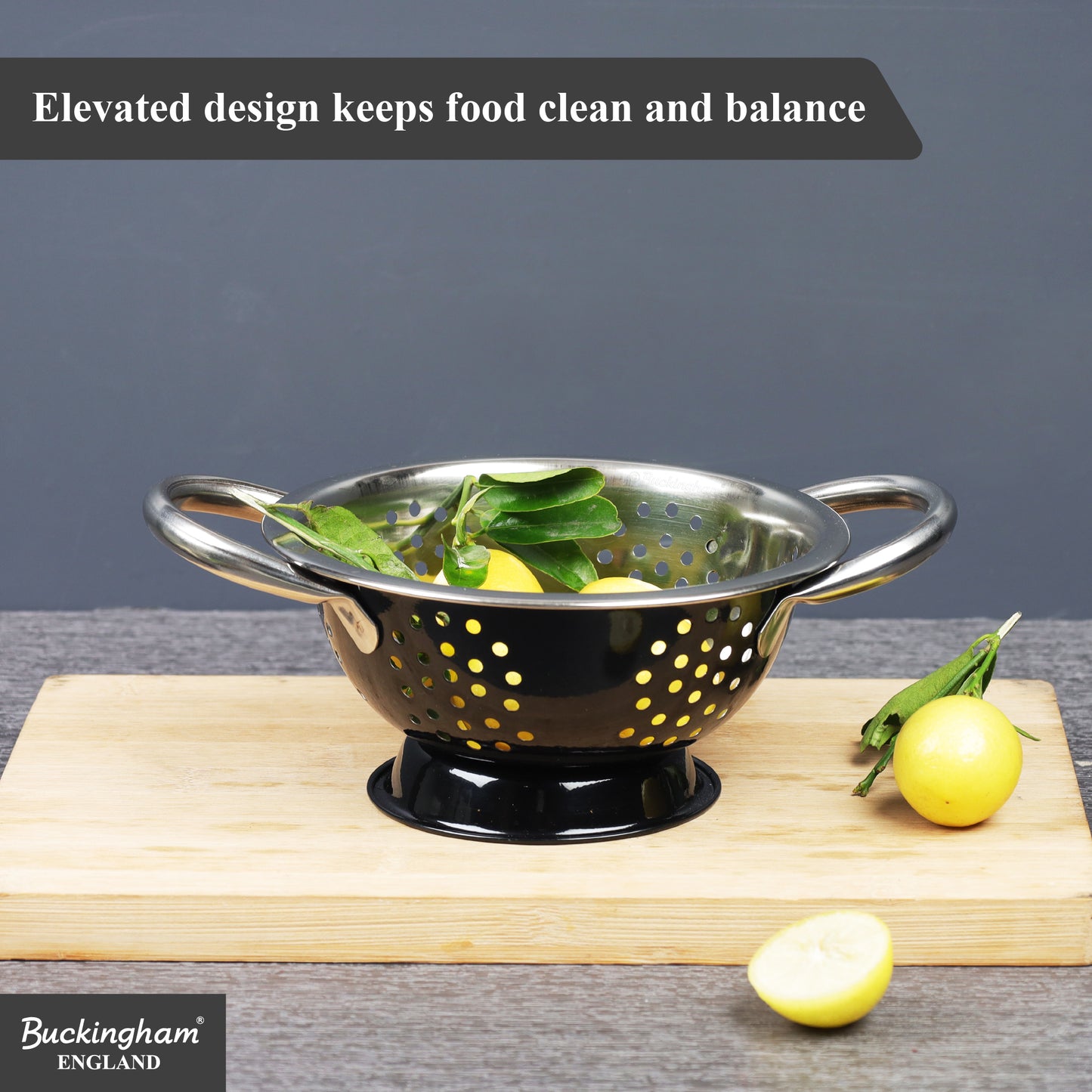 Buckingham Stainless Steel Deep Colander Black