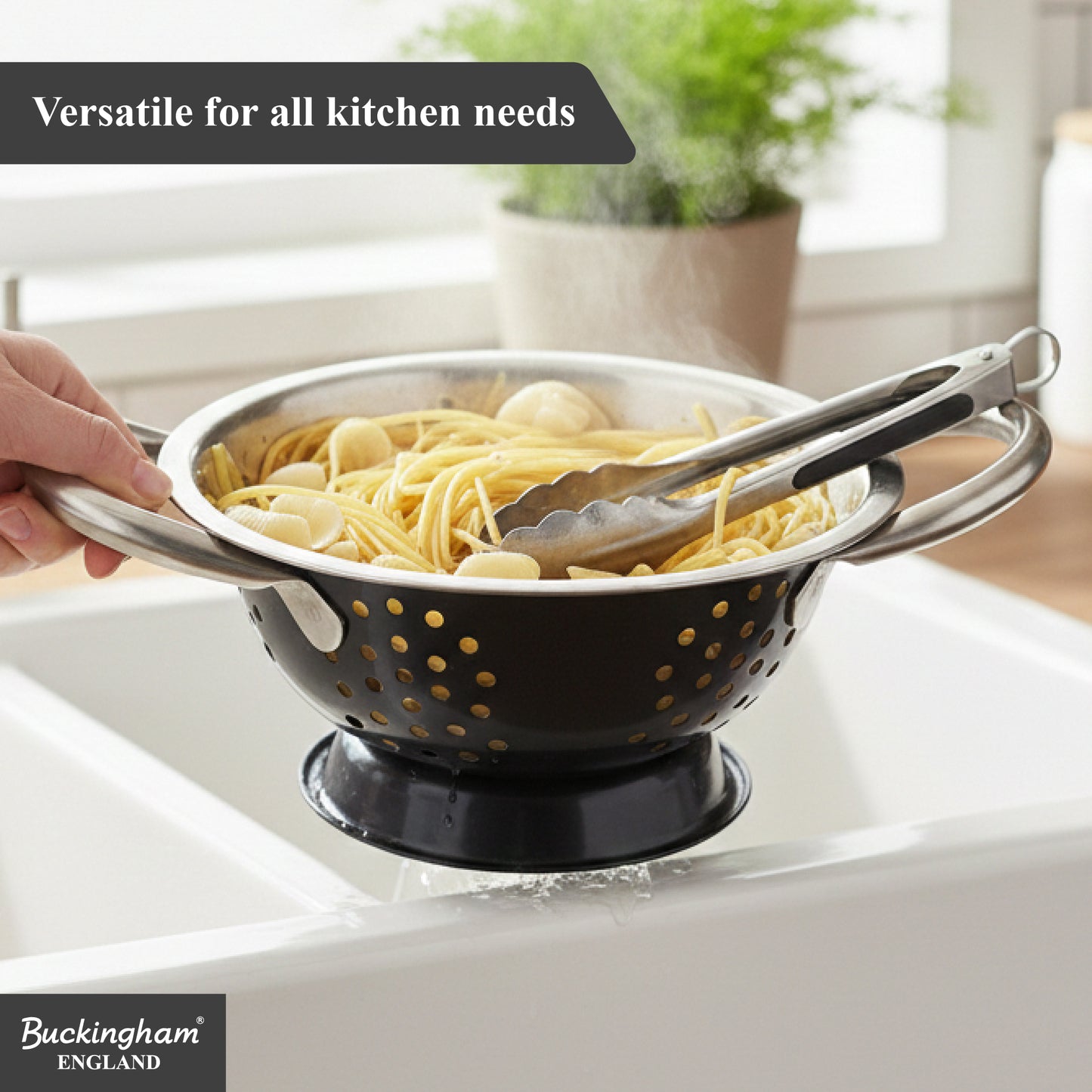 Buckingham Stainless Steel Deep Colander Black