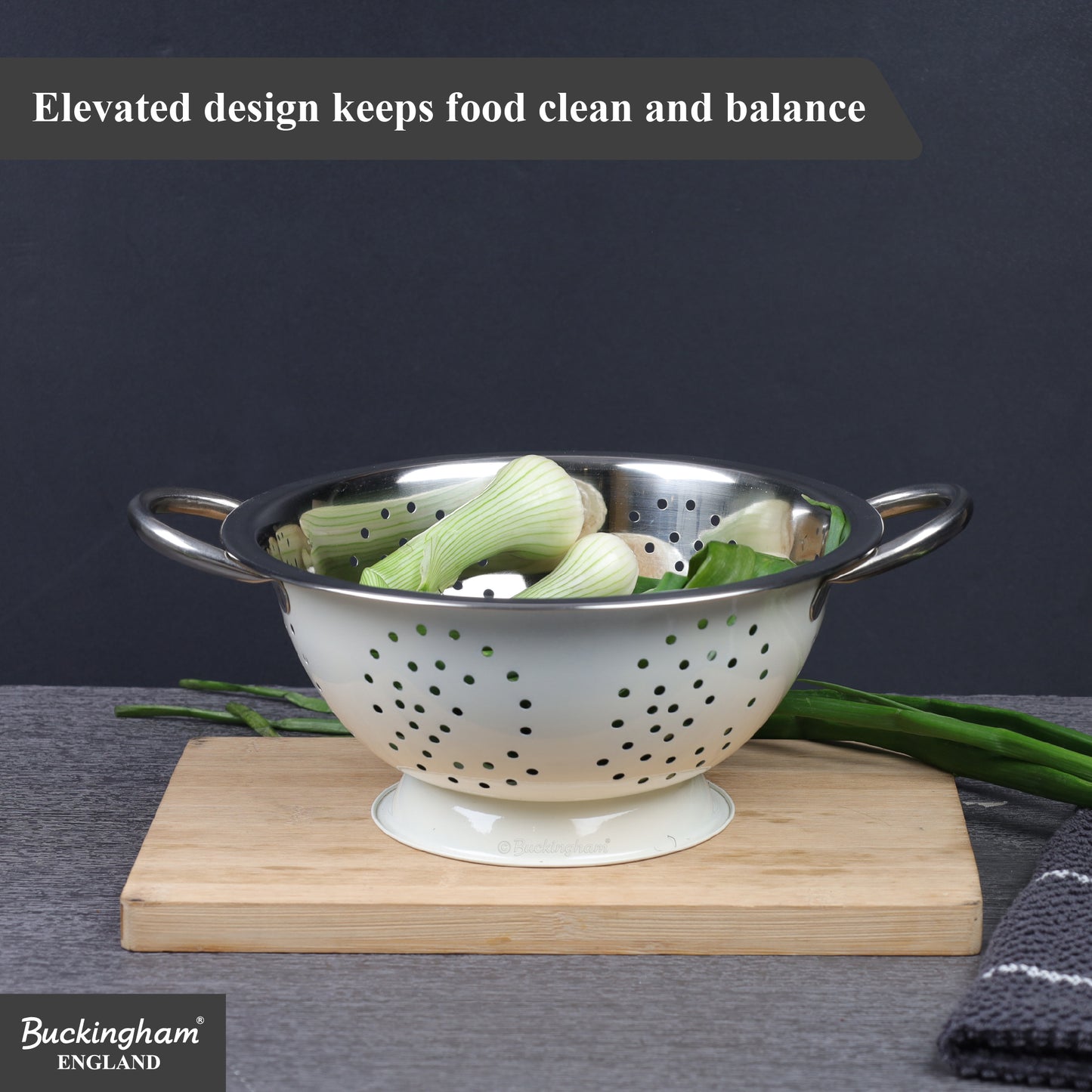 Buckingham Stainless steep Deep colander Cream