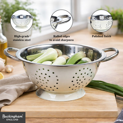 Buckingham Stainless steep Deep colander Cream