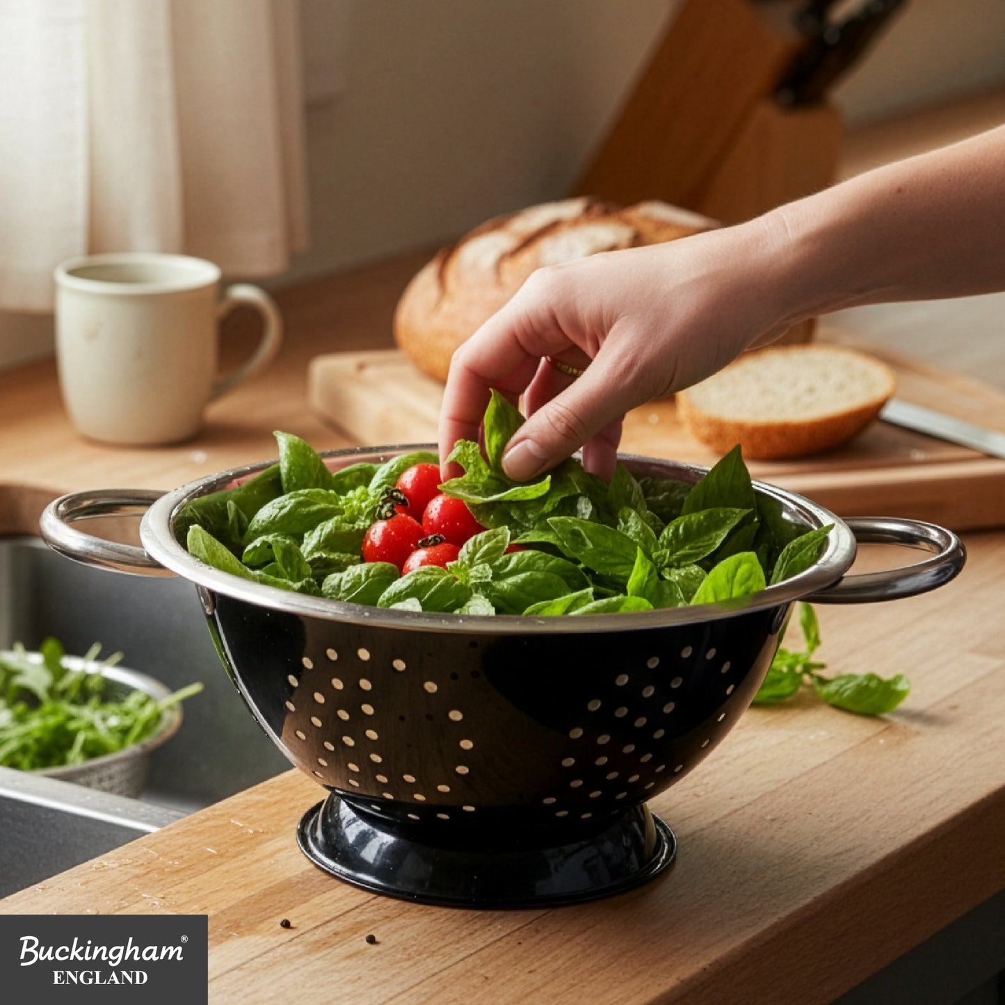 Buckingham Stainless Steel Deep Colander Black