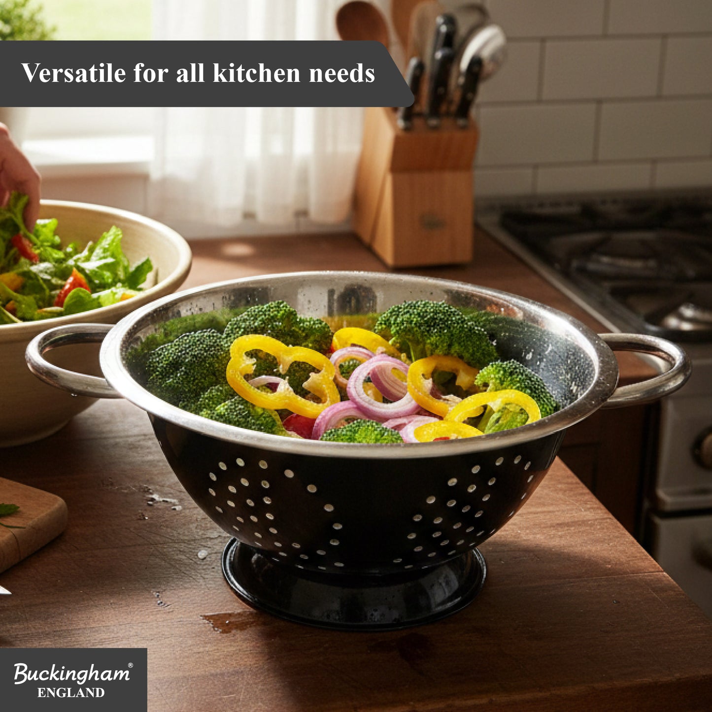Buckingham Stainless Steel Deep Colander Black