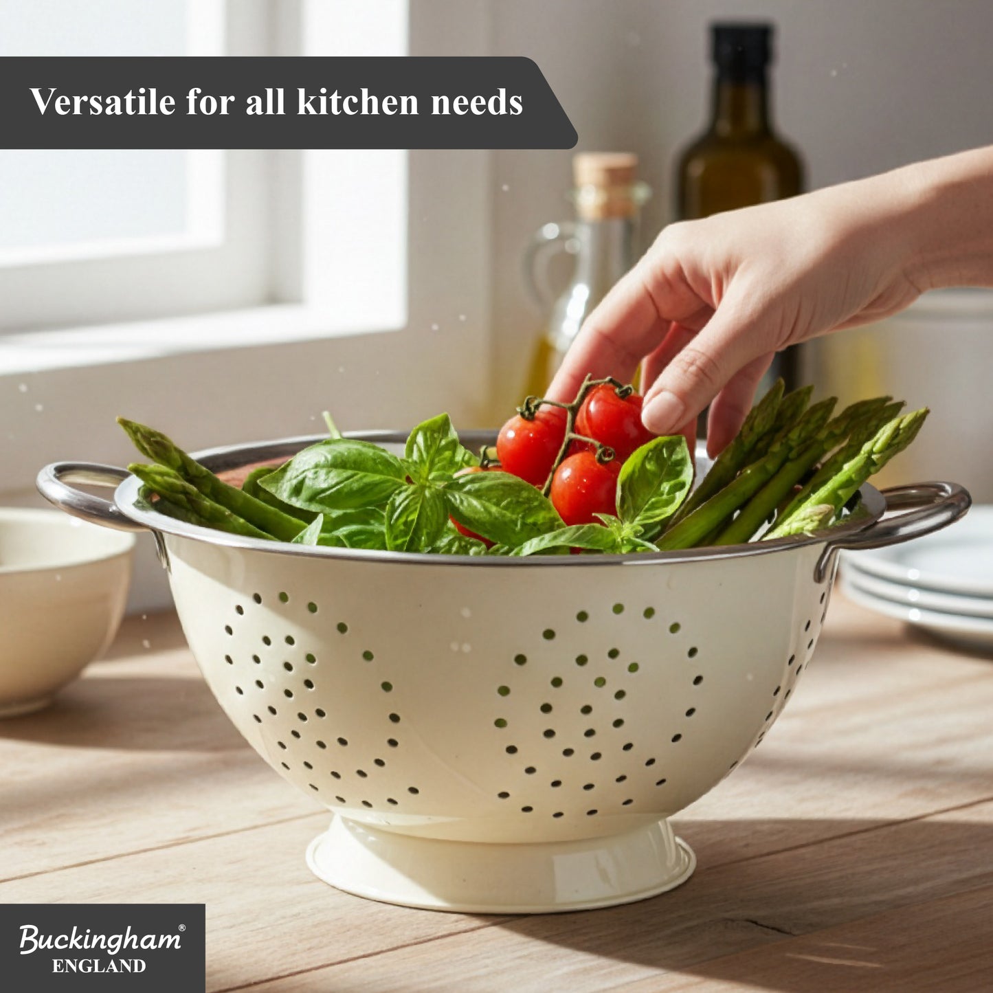 Buckingham Stainless steep Deep colander Cream