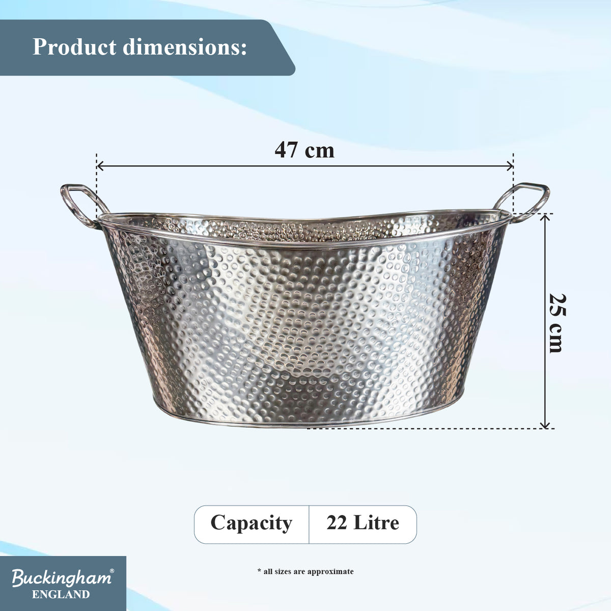 Buckingham Stainless Steel Multi-Purpose / Beverage Tub Hammered