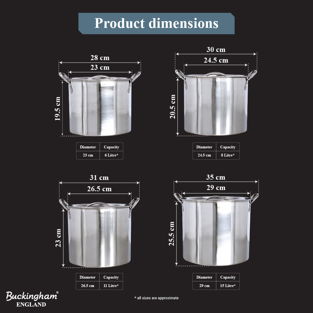 Buckingham Stainless Steel Stock Pot Set of 4 Piece with Lids