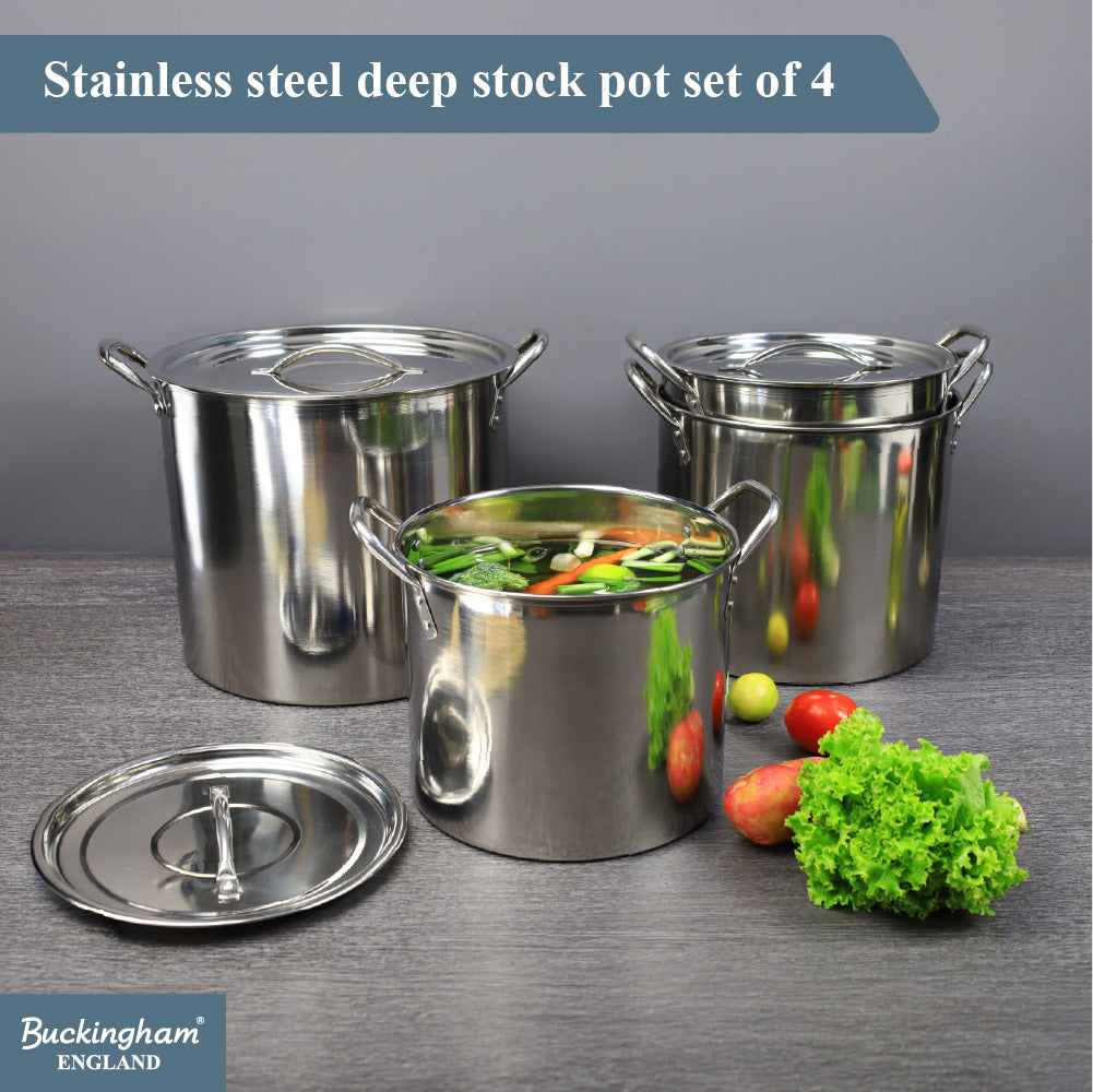 Buckingham Stainless Steel Stock Pot Set of 4 Piece with Lids