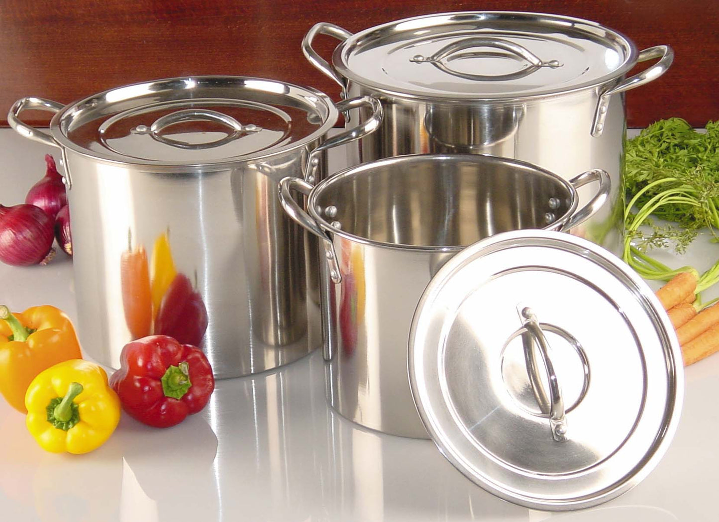 Buckingham Stock Pot Cooking Boiling Stew Soup Pot Brewing Stainless Steel 20,23 and 26 cm.