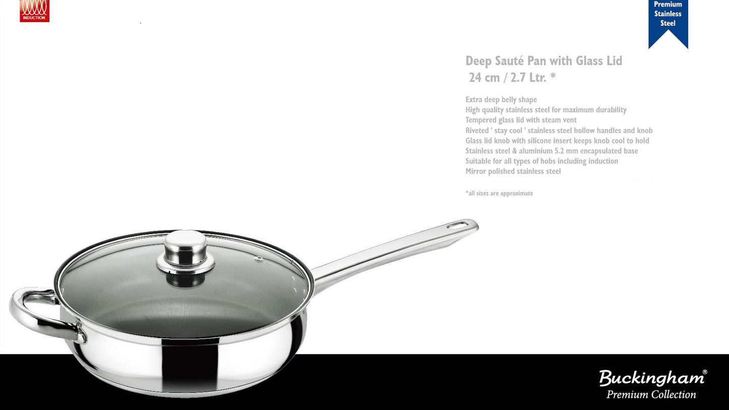 Buckingham Premium Induction Stainless Steel Sauté Pan