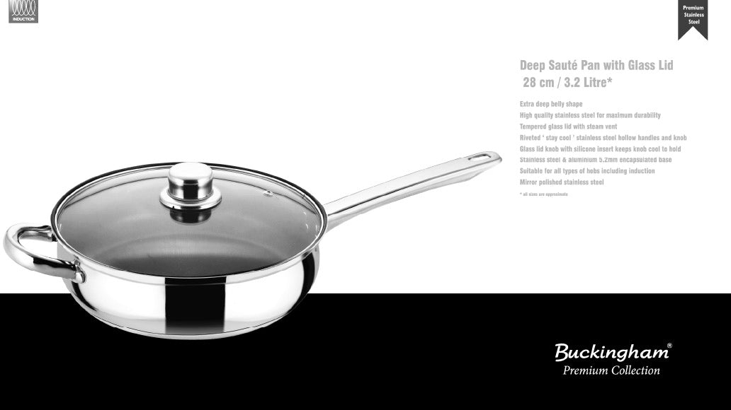 Buckingham Premium Induction Stainless Steel Sauté Pan