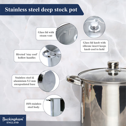 Stainless Steel Stock Pot with Glass Lid