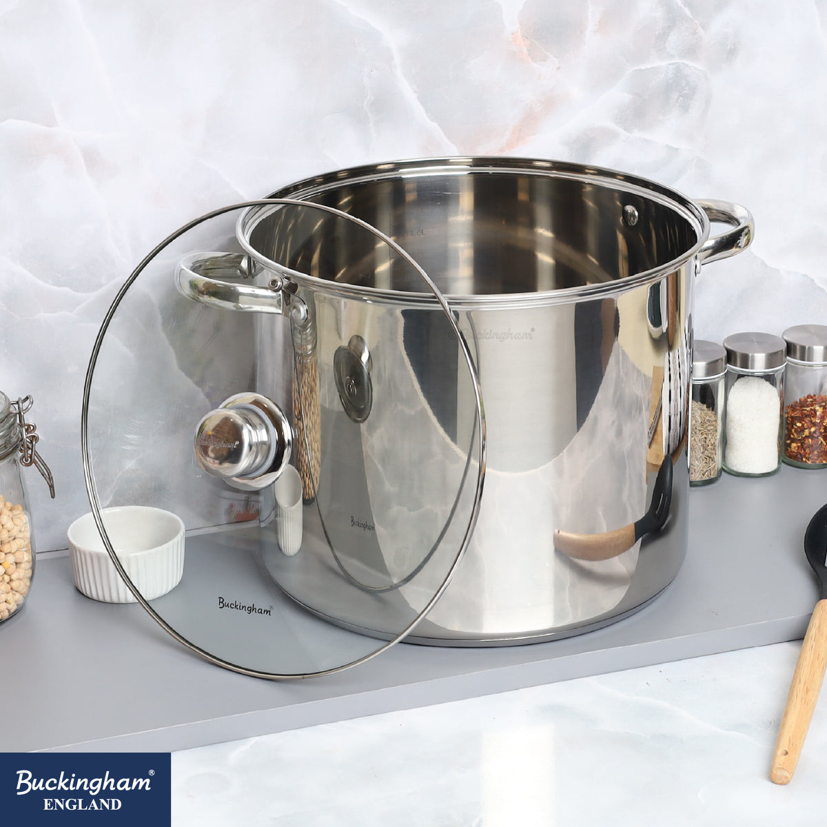 Buckingham Premium Stainless Steel Stock Pot with Glass Lid