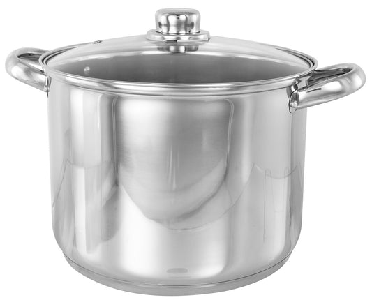 Buckingham 15144 Deep Induction Stock Pot with Glass Lid 30 cm, 16 L, Silver