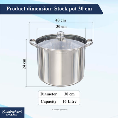Stainless Steel Stock Pot with Glass Lid