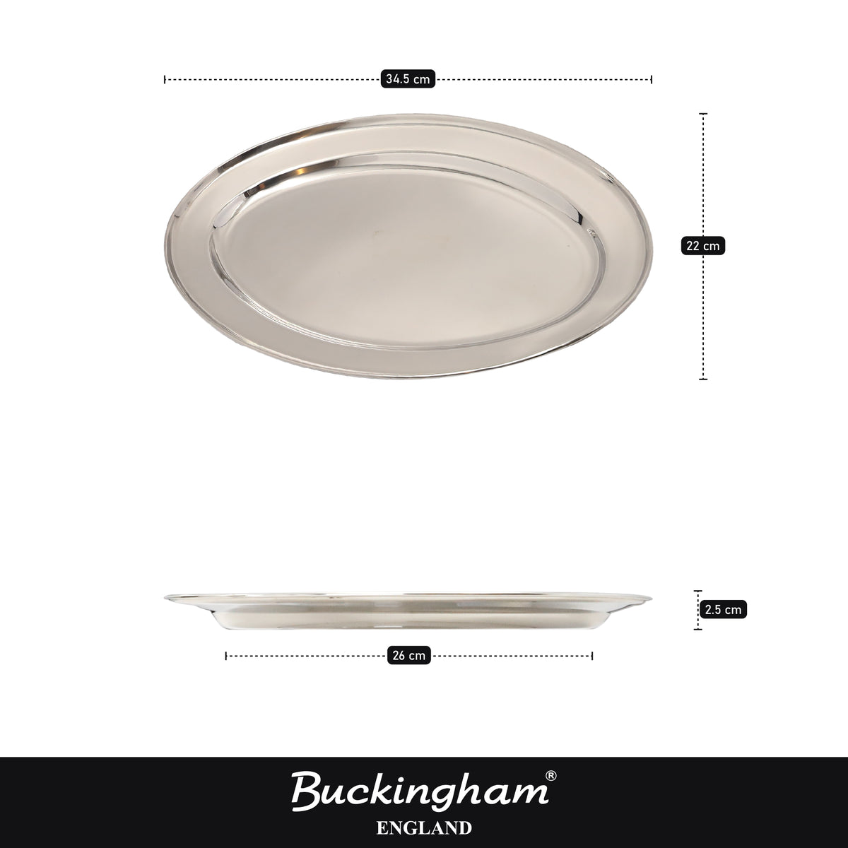 Buckingham Stainless Steel Oval Tray