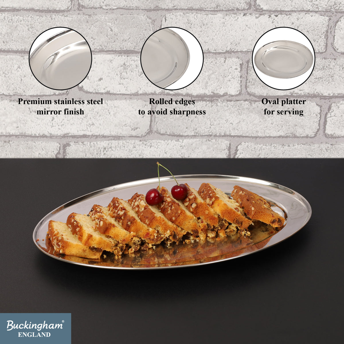 Buckingham Stainless Steel Oval Tray