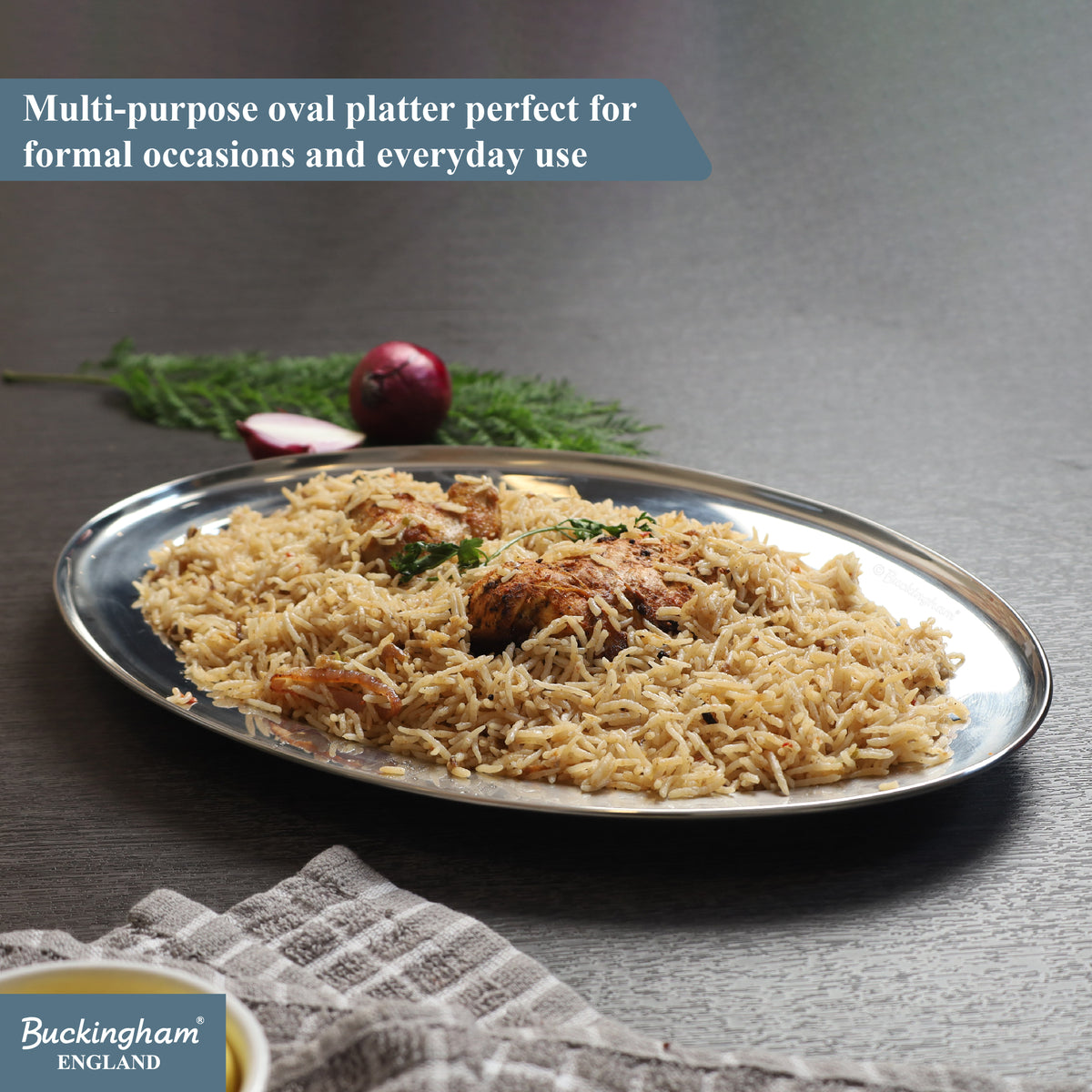 Buckingham Stainless Steel Oval Tray