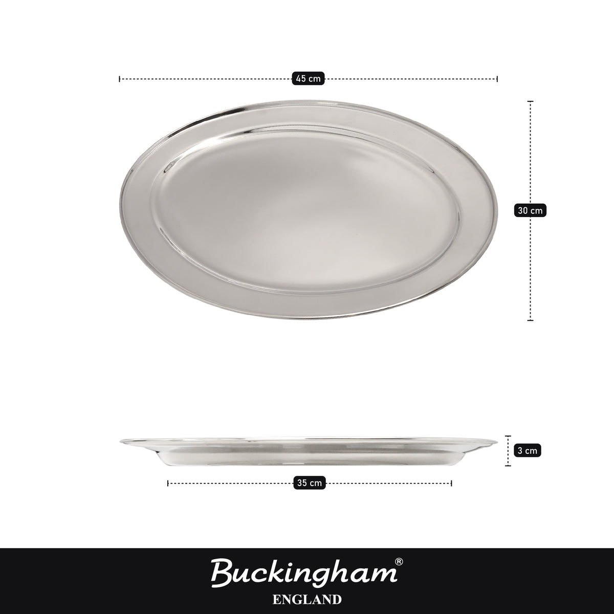 Buckingham Stainless Steel Oval Tray