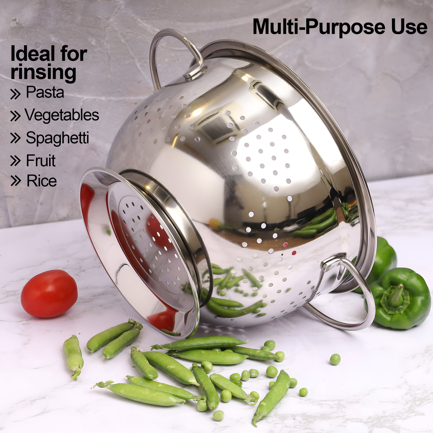 Buckingham Deep Stainless Steel Colanders Premium Kitchen Strainer for Efficient Draining and Washing.