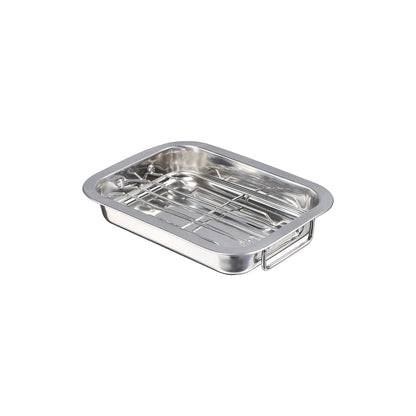 Buckingham Stainless Steel Roasting Pan with Strong Riveted Handles.