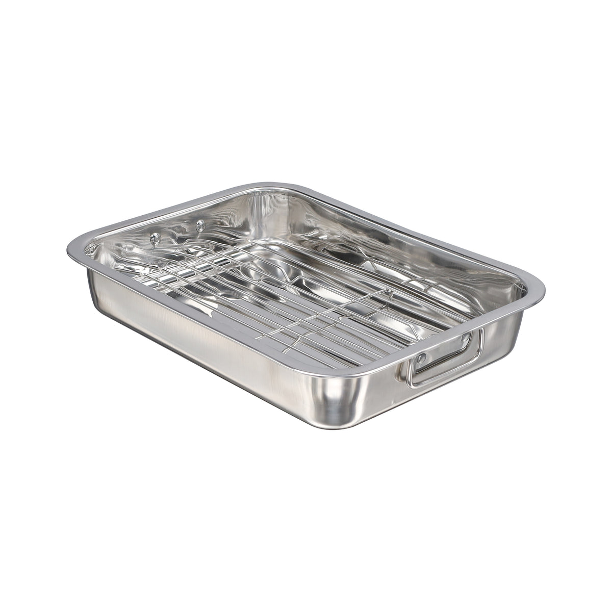 Buckingham Stainless Steel Roasting Pan with Strong Riveted Handles.