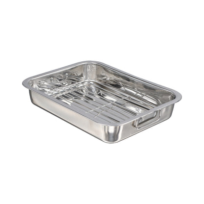 Buckingham Stainless Steel Roasting Pan with Strong Riveted Handles.