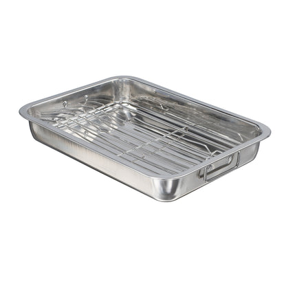 Buckingham Stainless Steel Roasting Pan with Strong Riveted Handles.