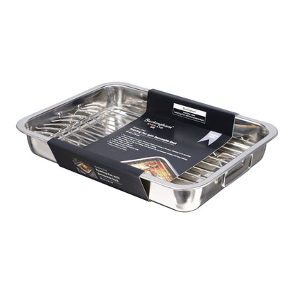 Buckingham Stainless Steel Roasting Pan with Strong Riveted Handles.