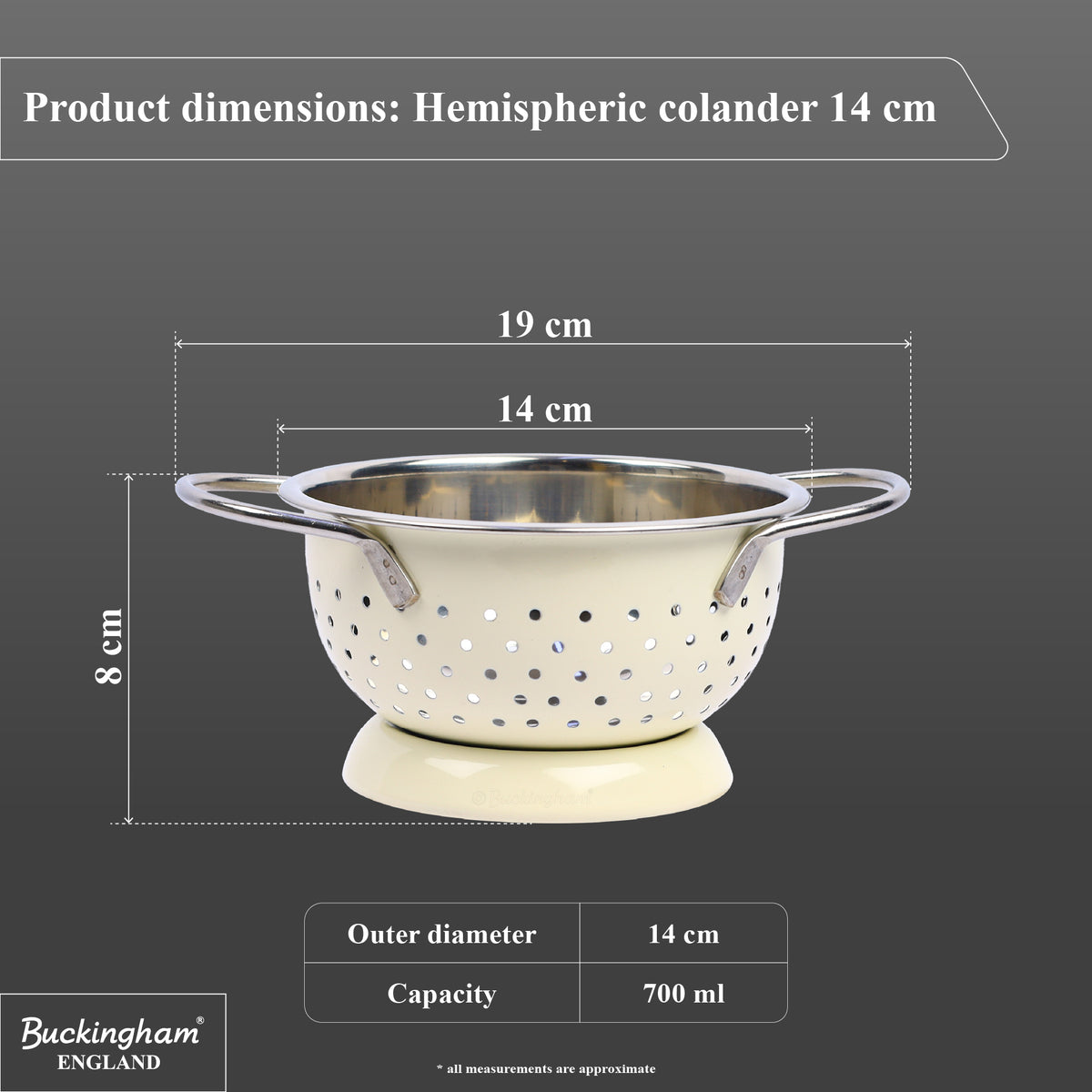 Buckingham Hemisphere colander / strainer , Cream