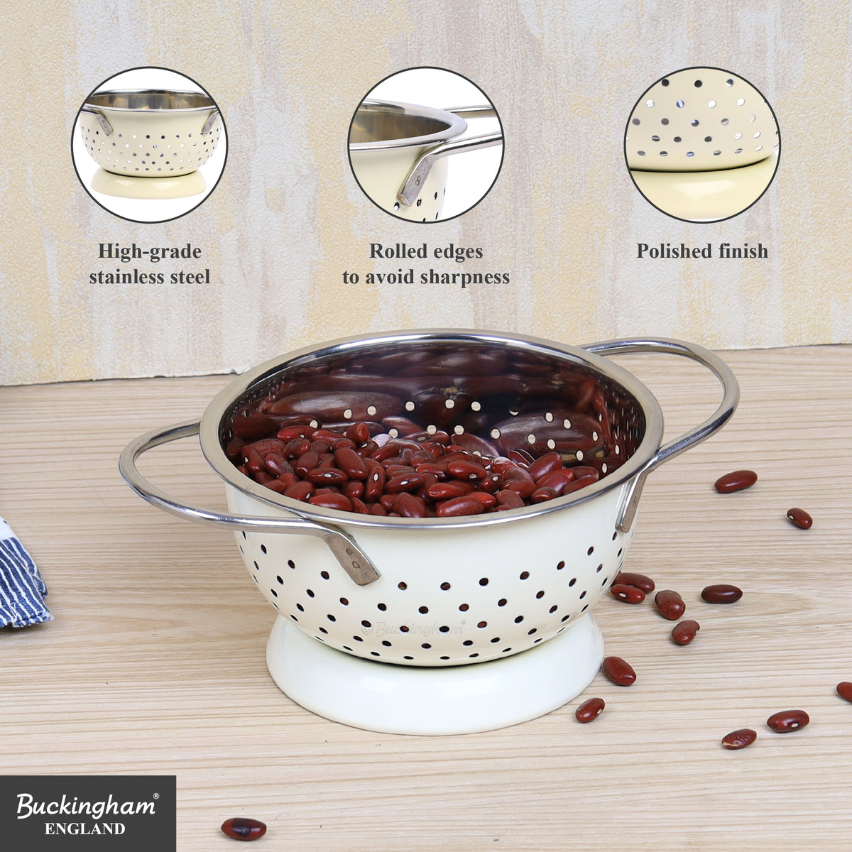 Buckingham Hemisphere colander / strainer , Cream