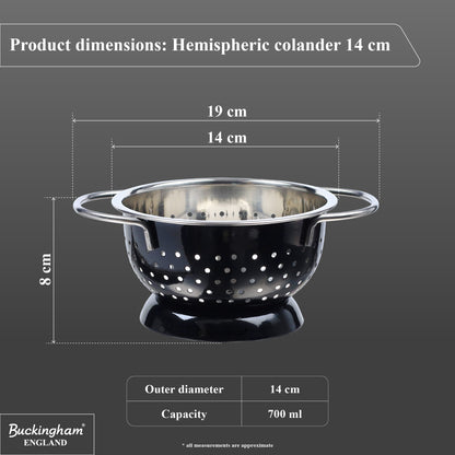 Buckingham Stainless Steel Hemisphere colander / strainer Black