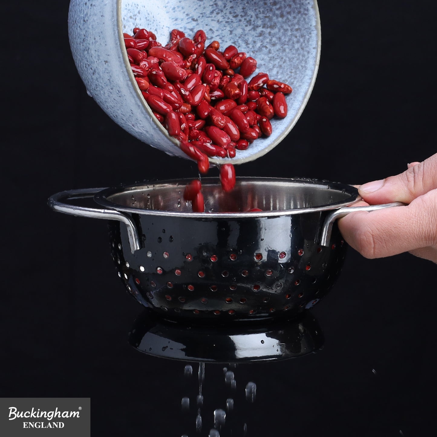 Buckingham Stainless Steel Hemisphere colander / strainer Black