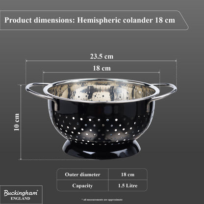 Buckingham Stainless Steel Hemisphere colander / strainer Black