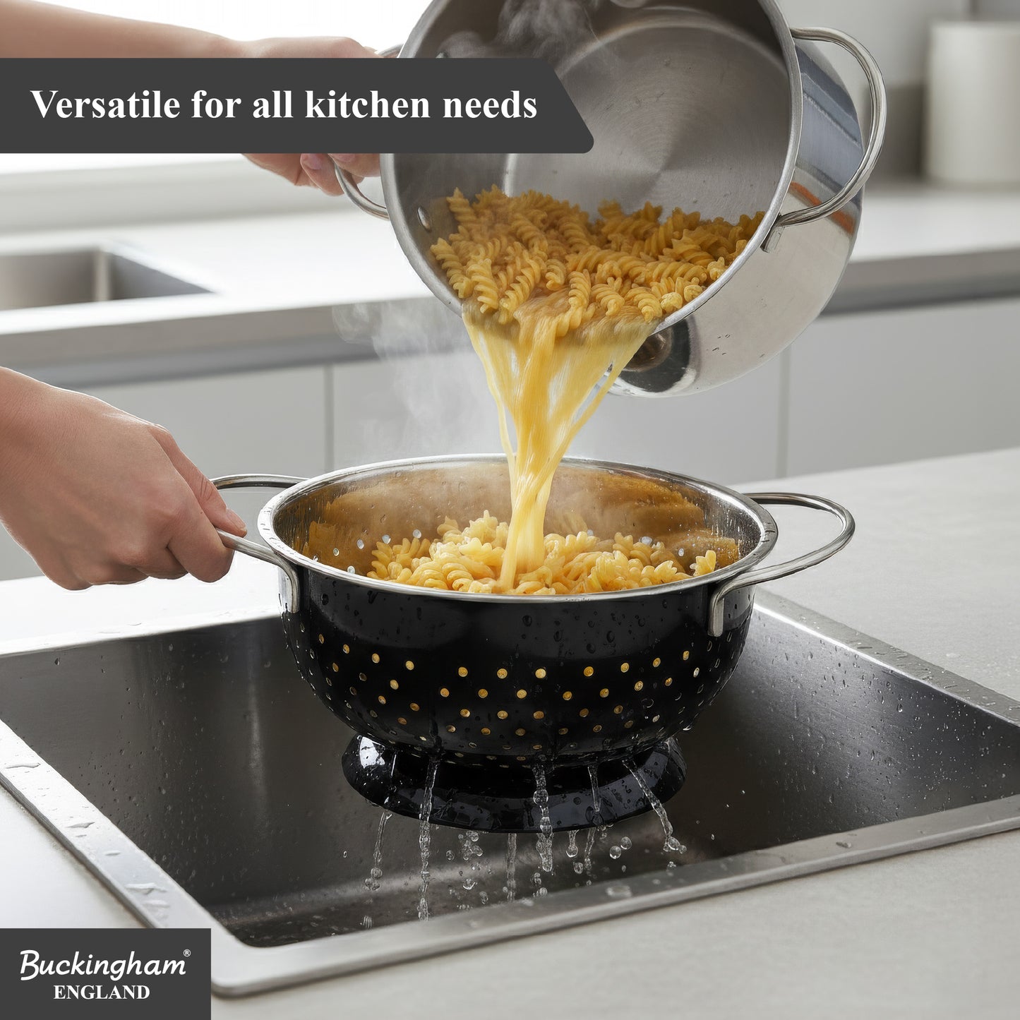 Buckingham Stainless Steel Hemisphere colander / strainer Black