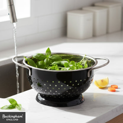 Buckingham Stainless Steel Hemisphere colander / strainer Black