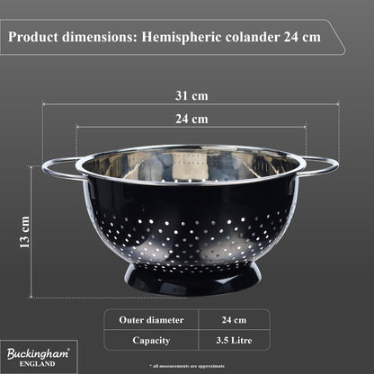 Buckingham Stainless Steel Hemisphere colander / strainer Black