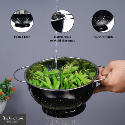 Buckingham Stainless Steel Hemisphere colander / strainer Black