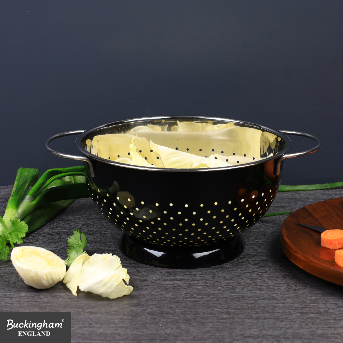 Buckingham Stainless Steel Hemisphere colander / strainer Black
