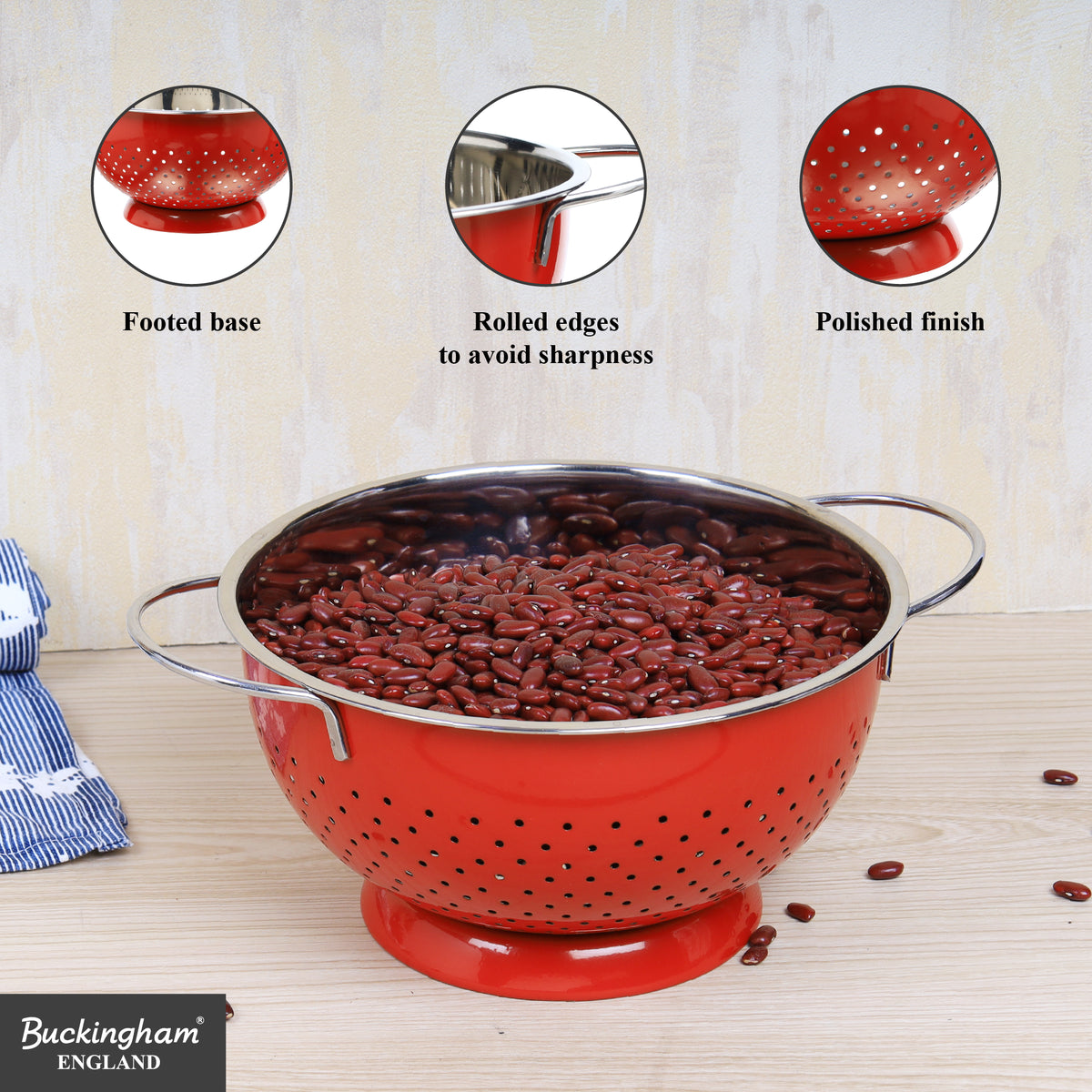 Buckingham Hemisphere colander / strainer , Red