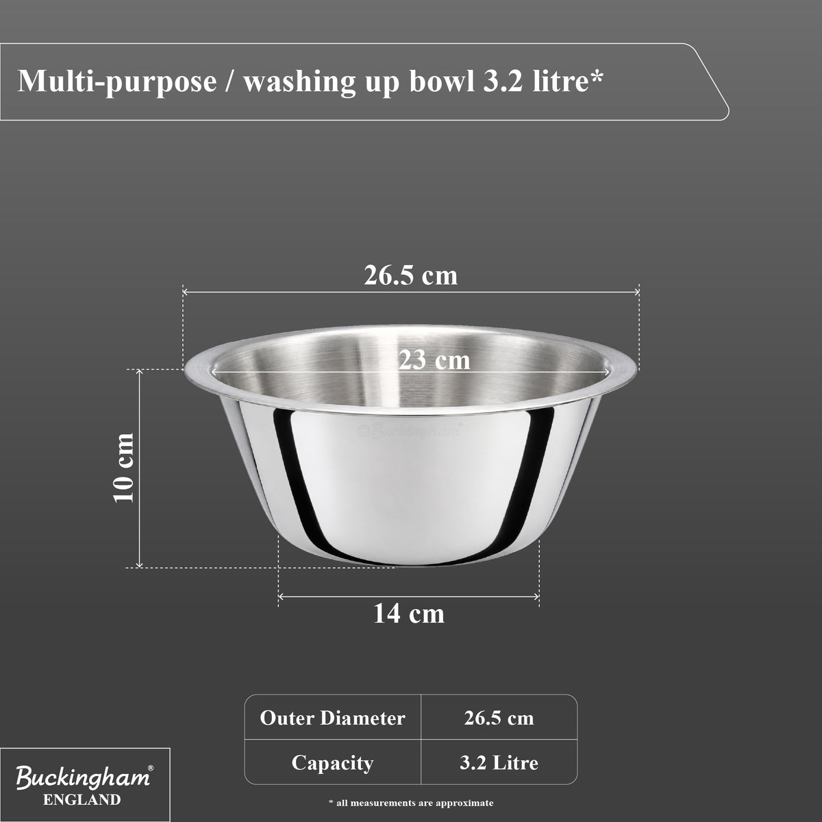 Buckingham Stainless Steel Multi Purpose Washing Up Bowl