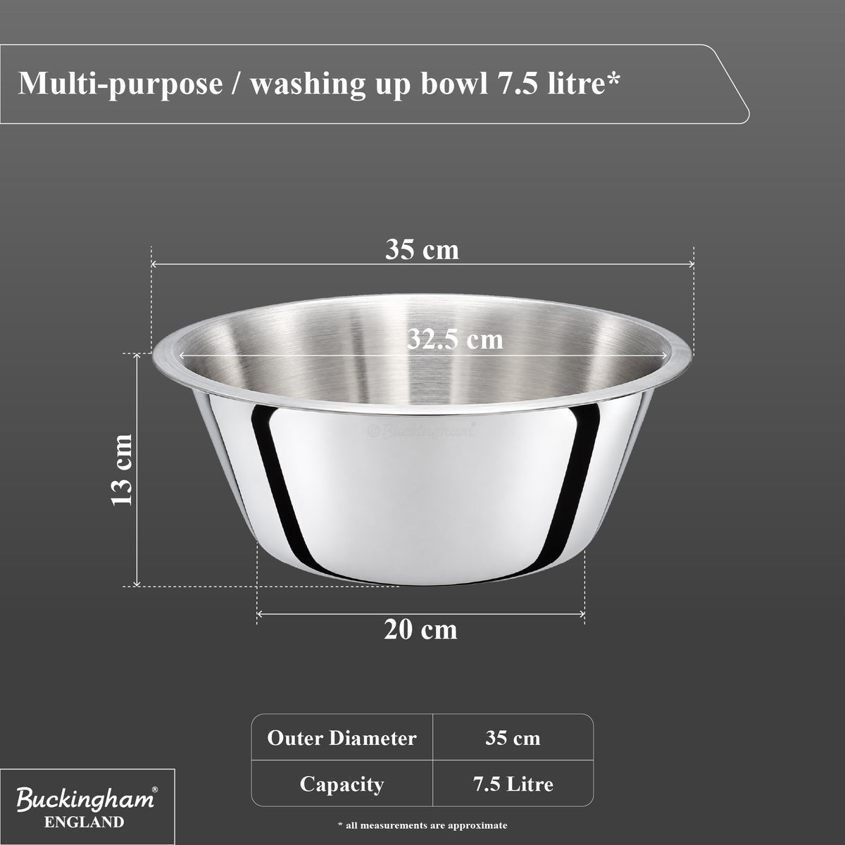 Buckingham Stainless Steel Multi Purpose Washing Up Bowl