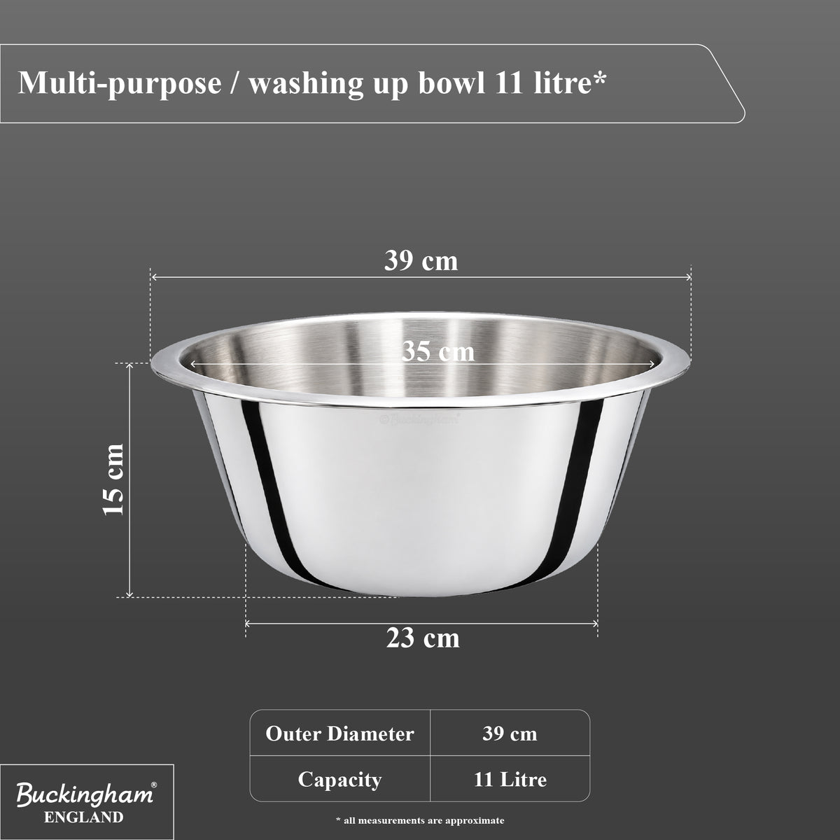 Buckingham Stainless Steel Multi Purpose Washing Up Bowl